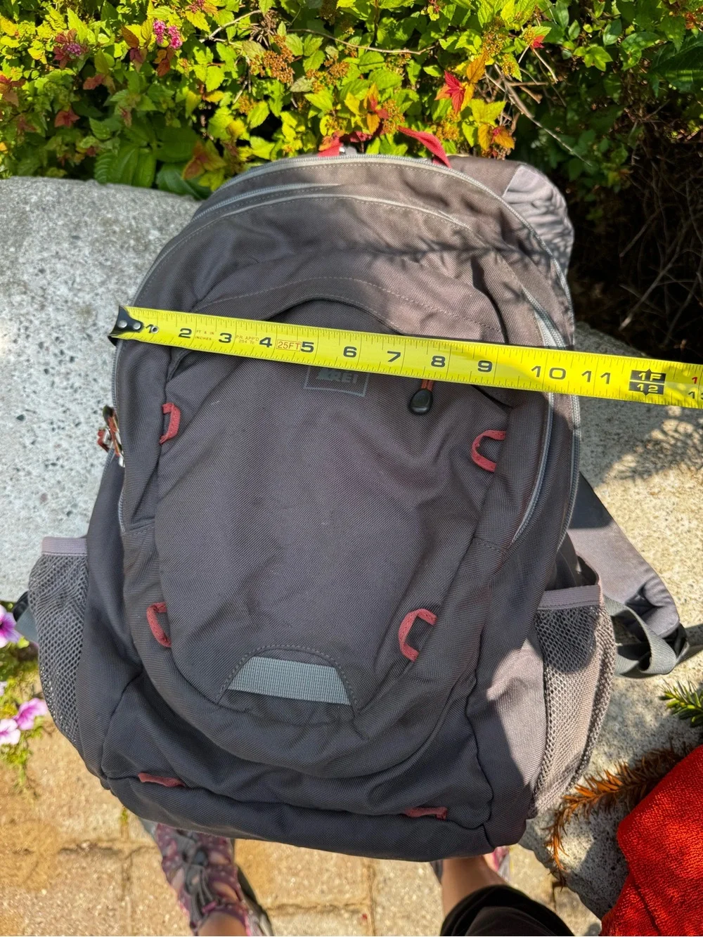 REI Classic Men's Gray Backpack with Red Accents